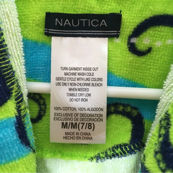 Nautica Lime Green And Blue Octopus Robe 7/8 - Picture 6 of 6